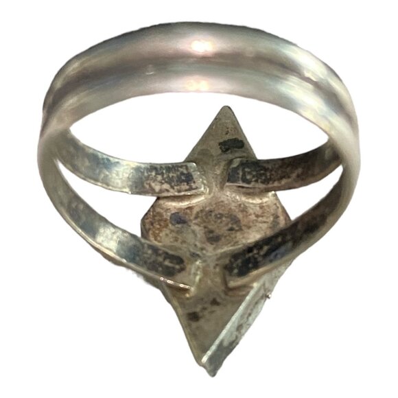 Ring Mother of Pearl Inlay Size 4.5 Native Zuni Unsigned Sterling Silver 925 Vin - Picture 7 of 16